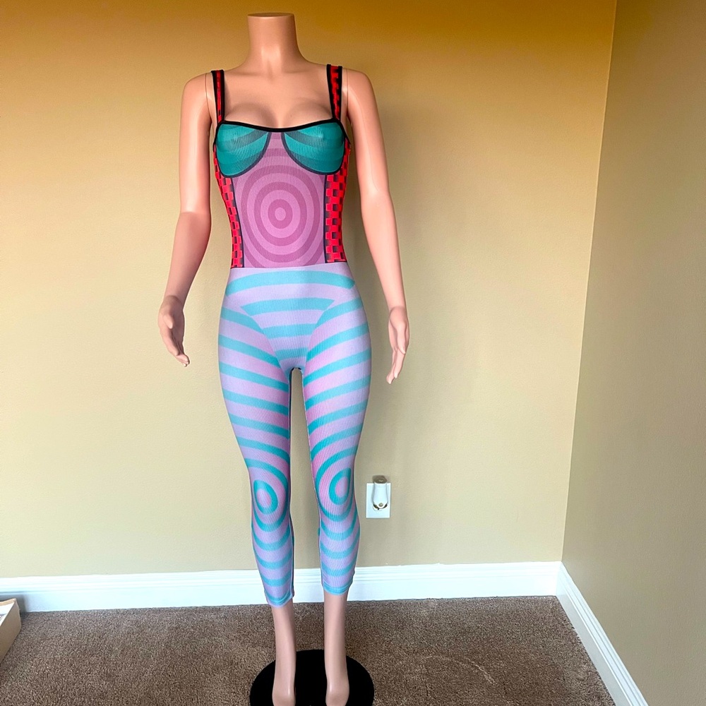 “Leyah” Colorful Striped Women's Jumpsuit. Size S. New!